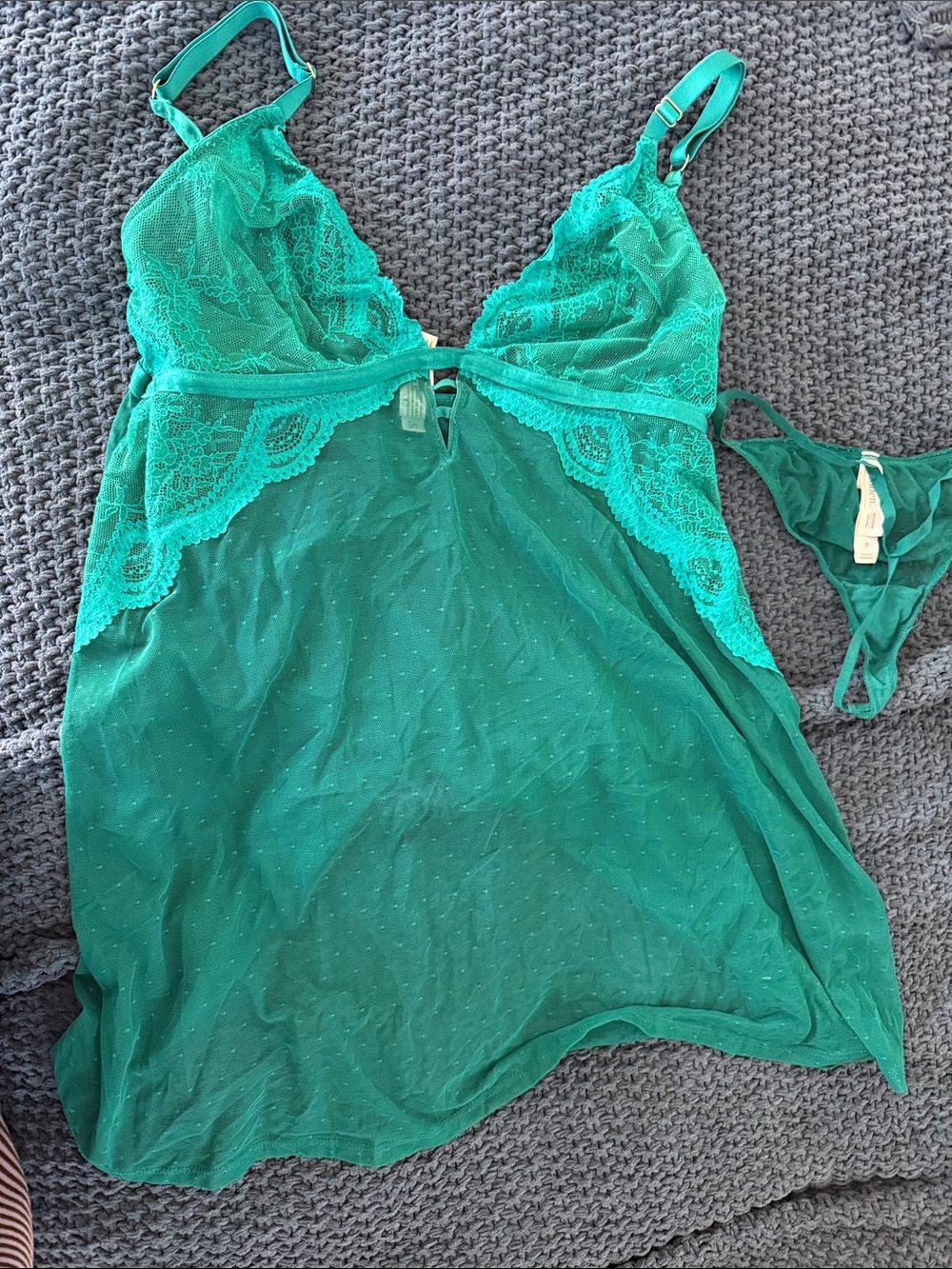 Never worn just purchased - Sheer Lace Chemise Nightdress in Teal